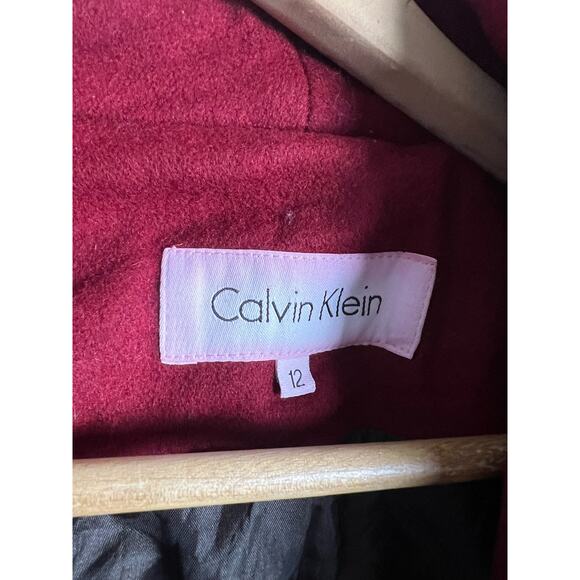 Calvin Klein Women’s Red Wool Blend Shawl Collar Coat Size 12 - Picture 5 of 12
